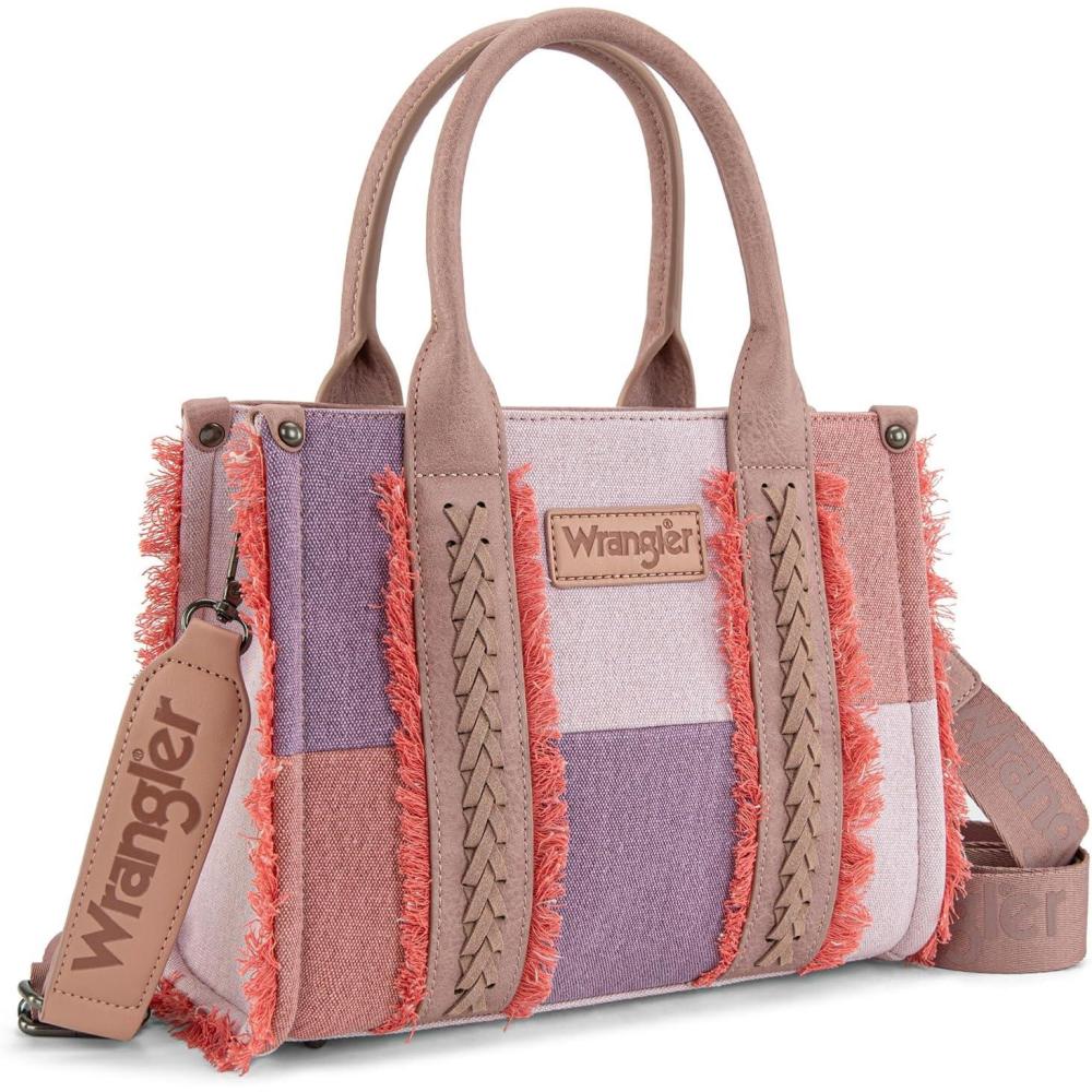 imageMontana West Wrangler Tote Bag for Women Canvas Woven Top Handle Handbags with Guitar Strap Retro Purse Boho Shoulder BagHot Pink