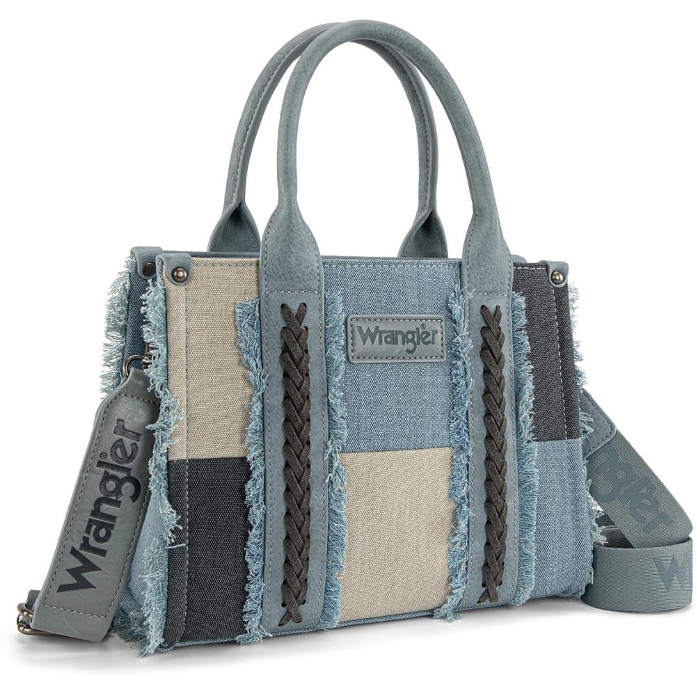 imageMontana West Wrangler Tote Bag for Women Canvas Woven Top Handle Handbags with Guitar Strap Retro Purse Boho Shoulder BagJean