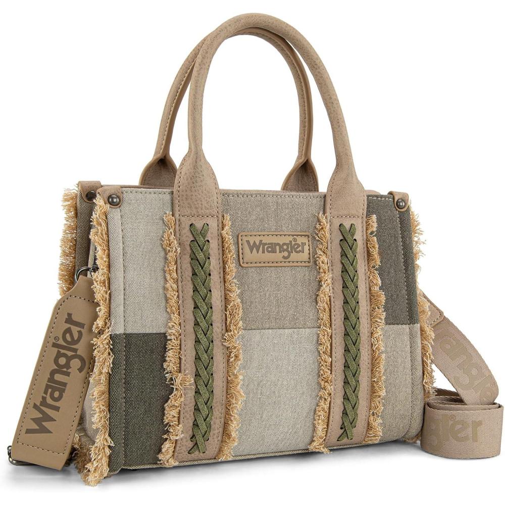 imageMontana West Wrangler Tote Bag for Women Canvas Woven Top Handle Handbags with Guitar Strap Retro Purse Boho Shoulder BagTan