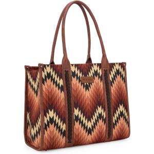 Montana West Wrangler Large Tote Bag for Women Work Handbags Shoulder Purses with Top Handle Western(C-canvas Cotton-brown)