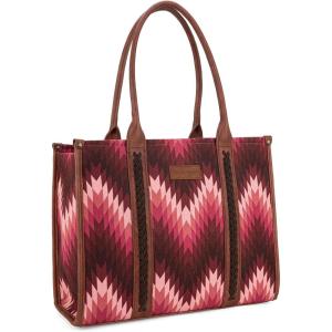 Montana West Wrangler Large Tote Bag for Women Work Handbags Shoulder Purses with Top Handle Western(C-canvas Cotton-dark Pink)