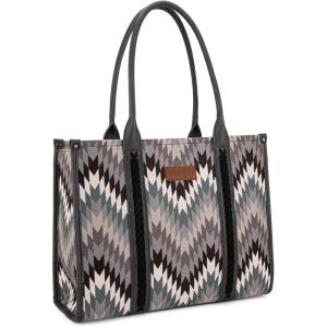 Montana West Wrangler Large Tote Bag for Women Work Handbags Shoulder Purses with Top Handle Western(C-canvas Cotton-grey)