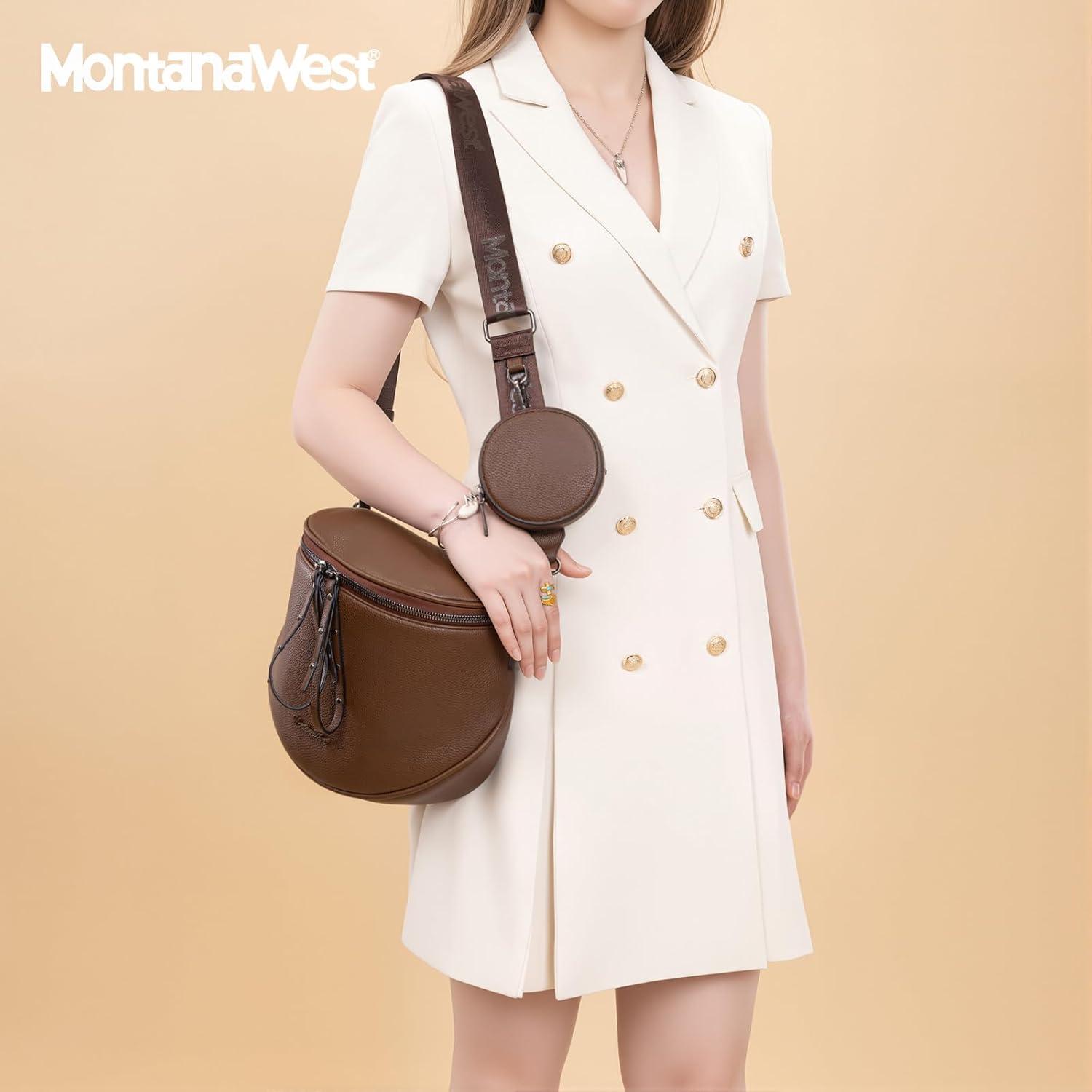imageMontana West Large Crossbody Bags for Women Bum Bag Sling Purse with Adjustable StrapCoffee