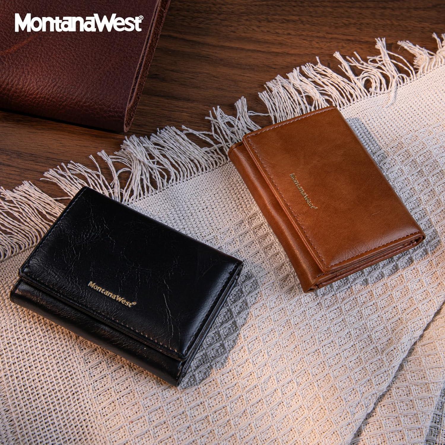 imageMontana West Small Wallets Woman RFID Blocking Wallet Trifold Pocket Wallet with ID WindowBrown