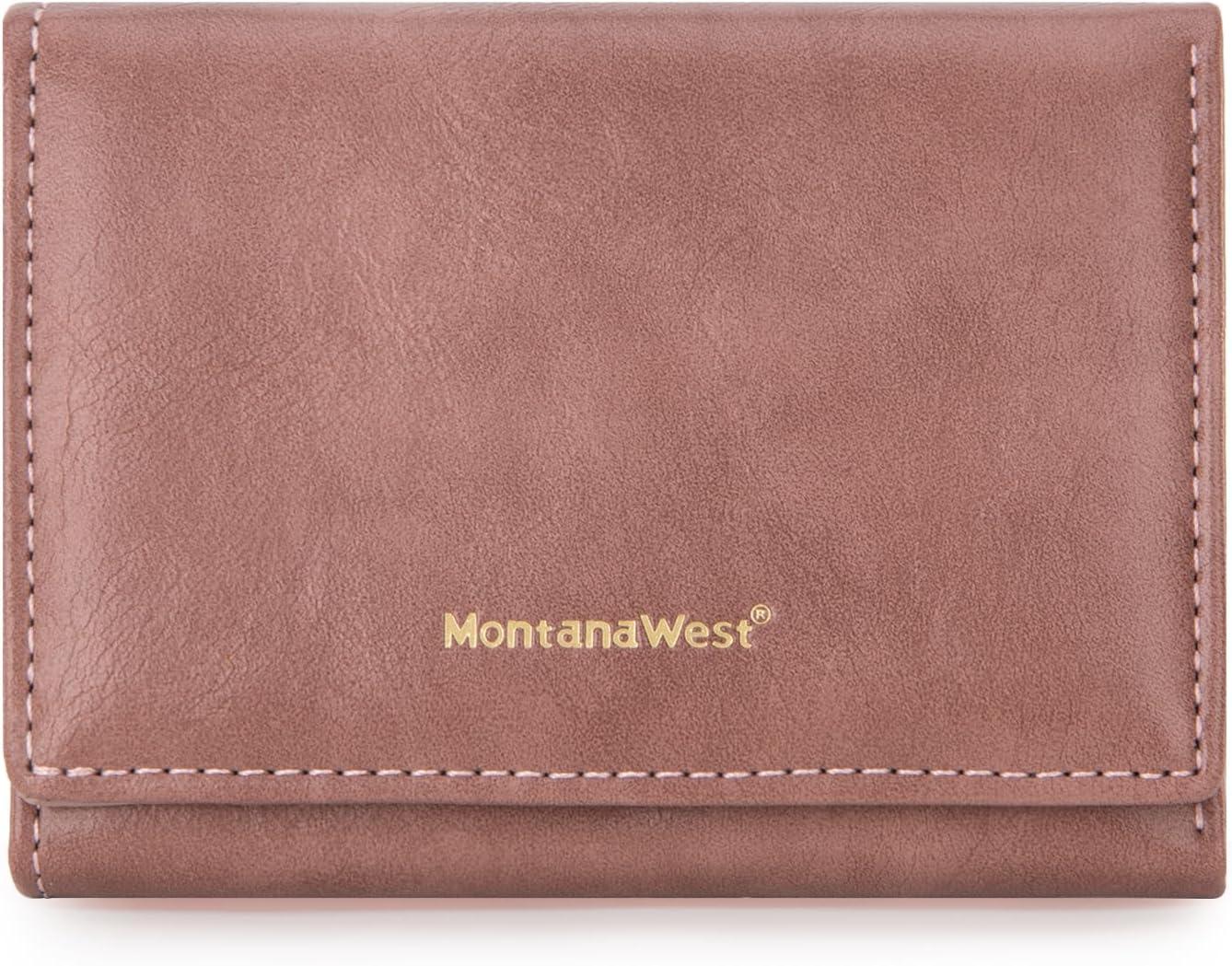 imageMontana West Small Wallets Woman RFID Blocking Wallet Trifold Pocket Wallet with ID WindowCamel