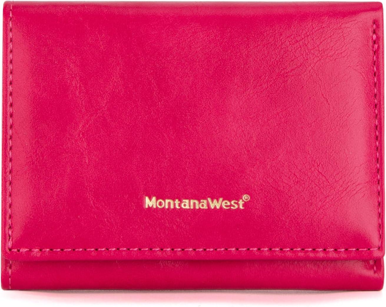 imageMontana West Small Wallets Woman RFID Blocking Wallet Trifold Pocket Wallet with ID WindowHot Pink