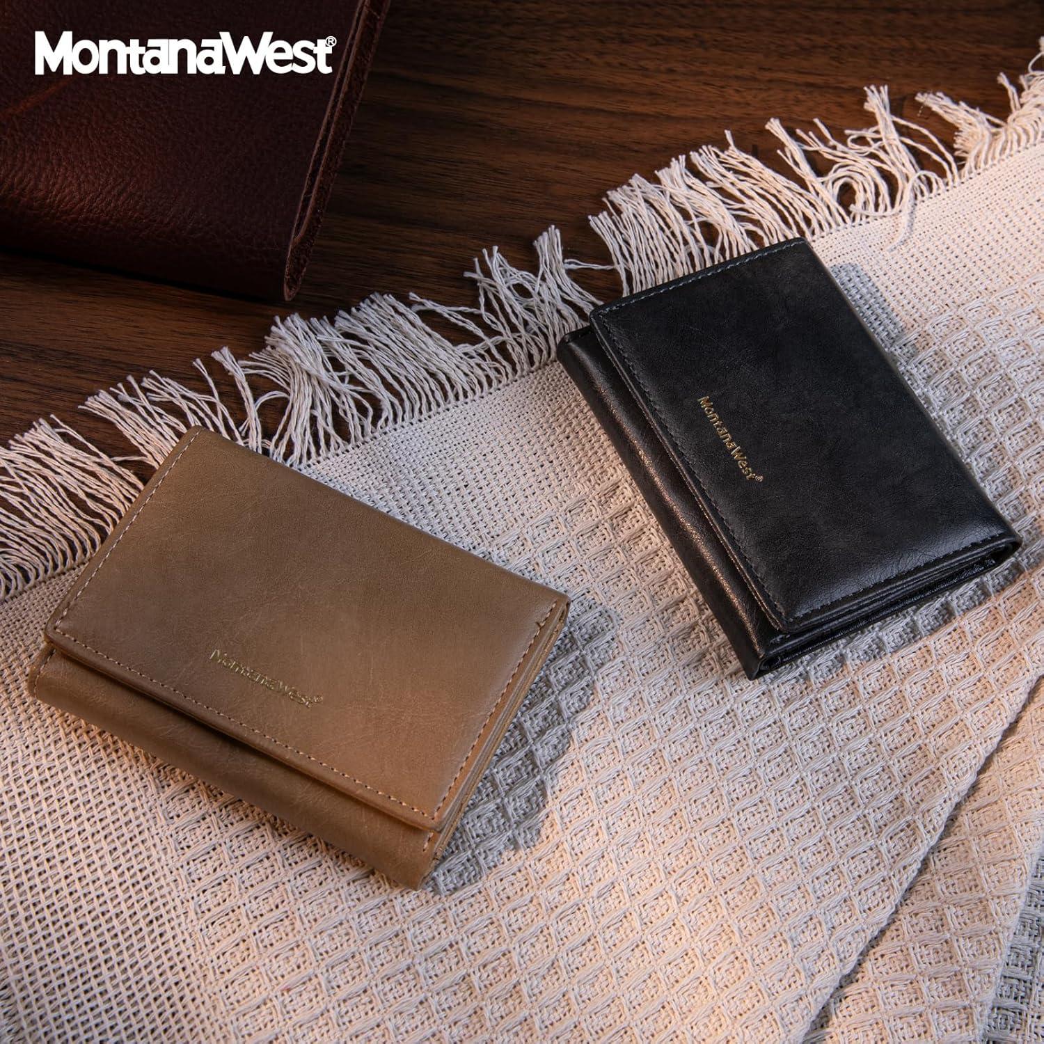 imageMontana West Small Wallets Woman RFID Blocking Wallet Trifold Pocket Wallet with ID WindowKhaki