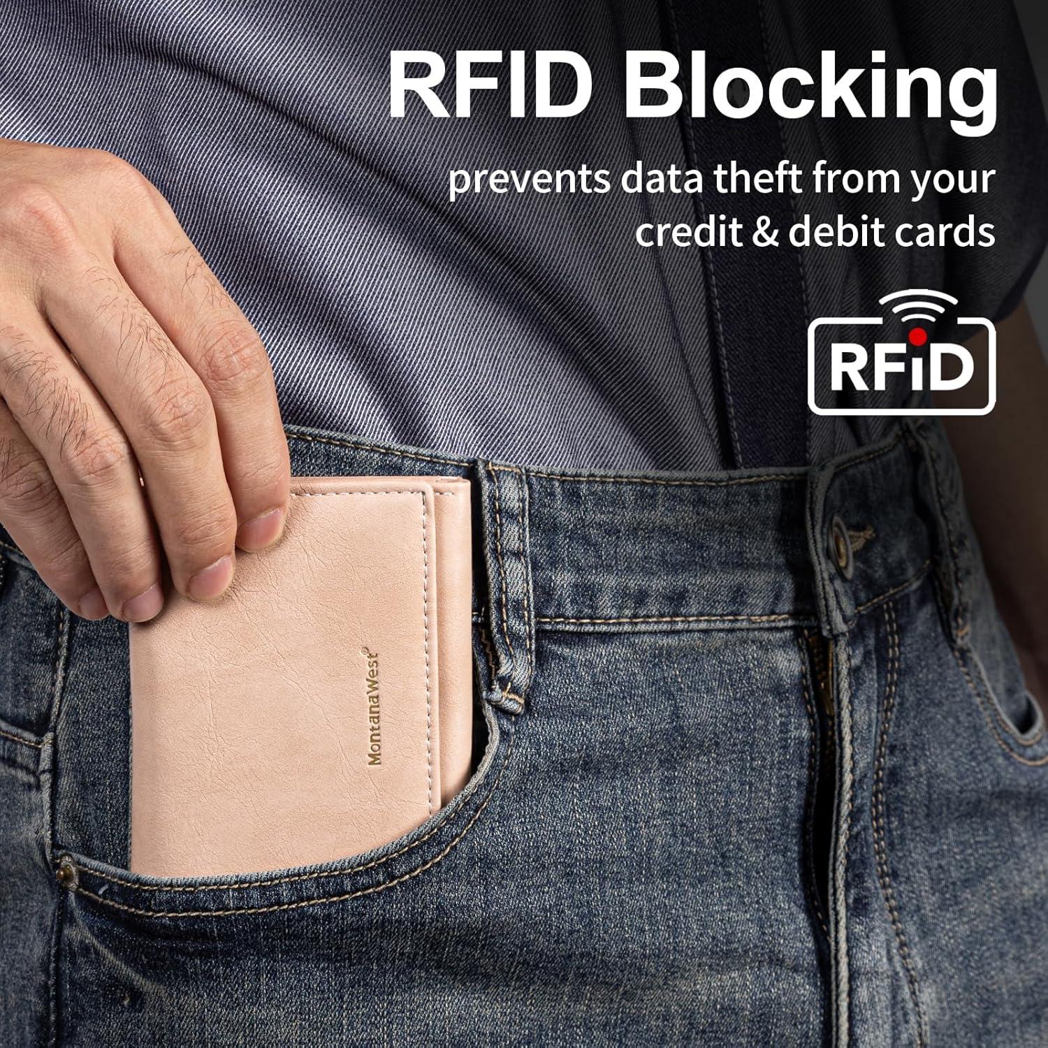 imageMontana West Small Wallets Woman RFID Blocking Wallet Trifold Pocket Wallet with ID WindowPink