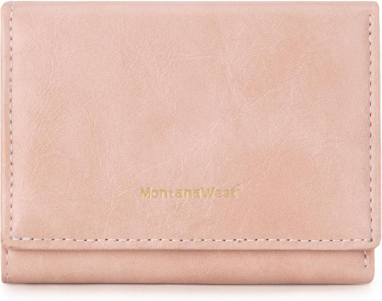 imageMontana West Small Wallets Woman RFID Blocking Wallet Trifold Pocket Wallet with ID WindowPink