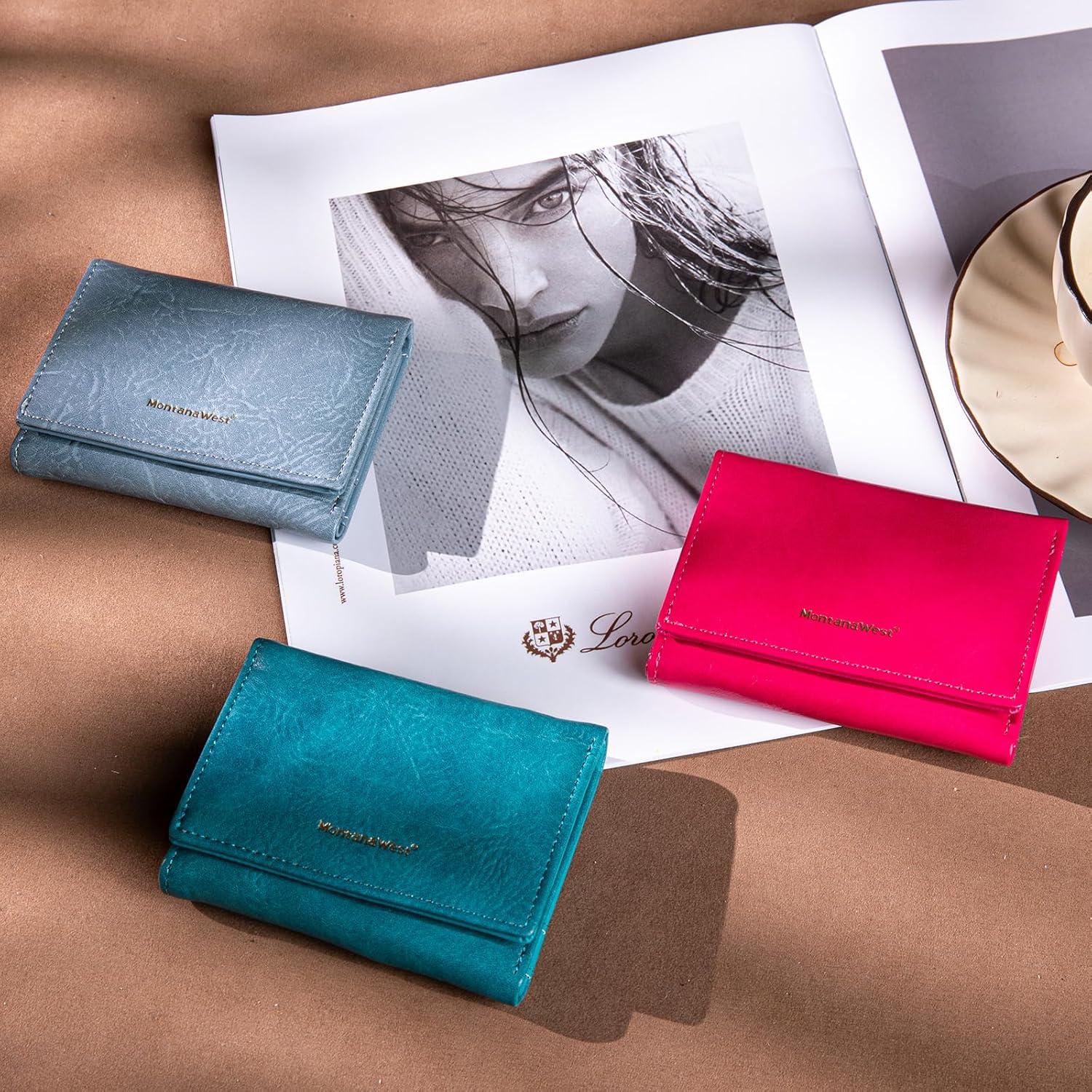 imageMontana West Small Wallets Woman RFID Blocking Wallet Trifold Pocket Wallet with ID WindowTurquoise