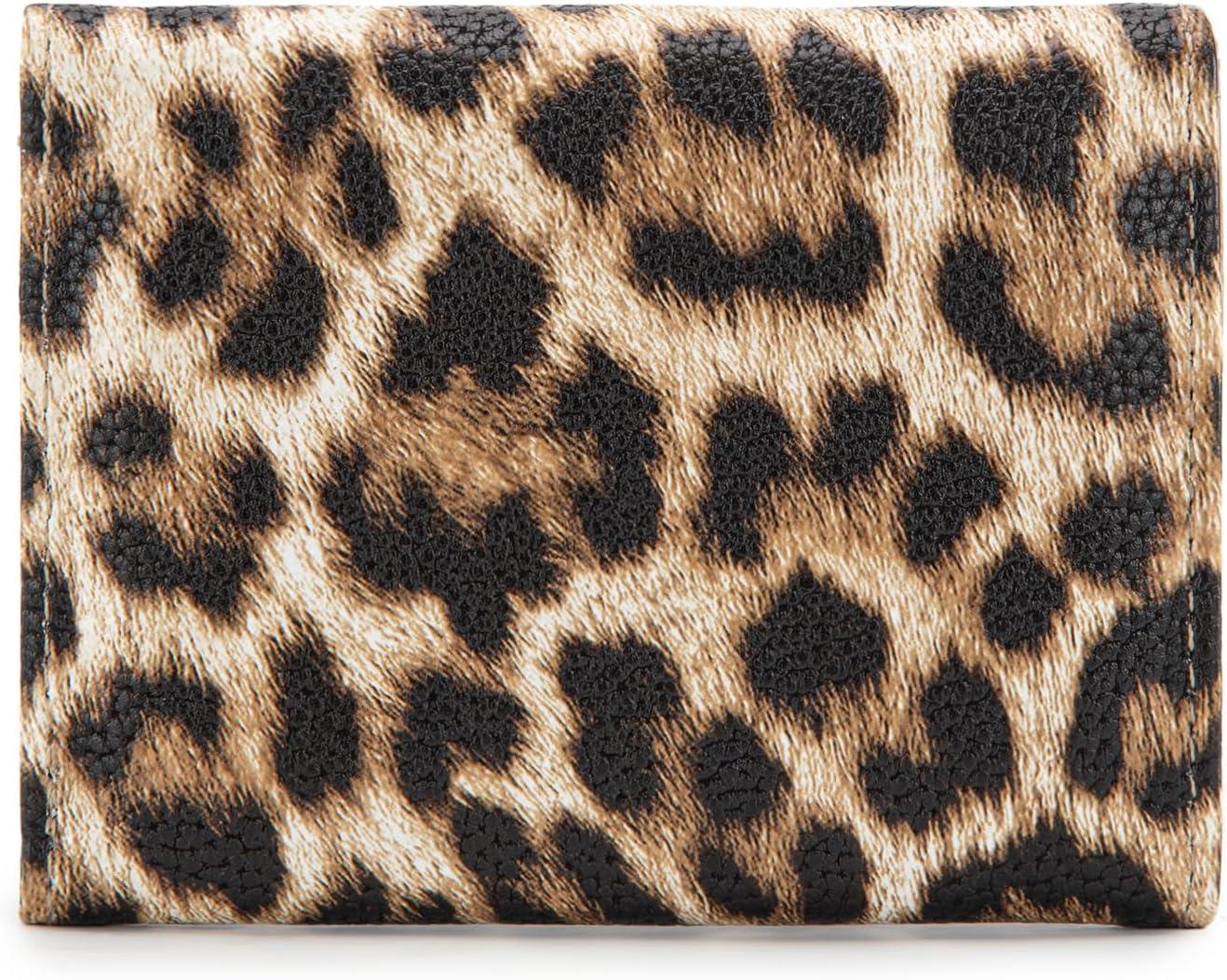 imageMontana West Small Wallets Woman RFID Blocking Wallet Trifold Pocket Wallet with ID WindowZ Leopard Tan
