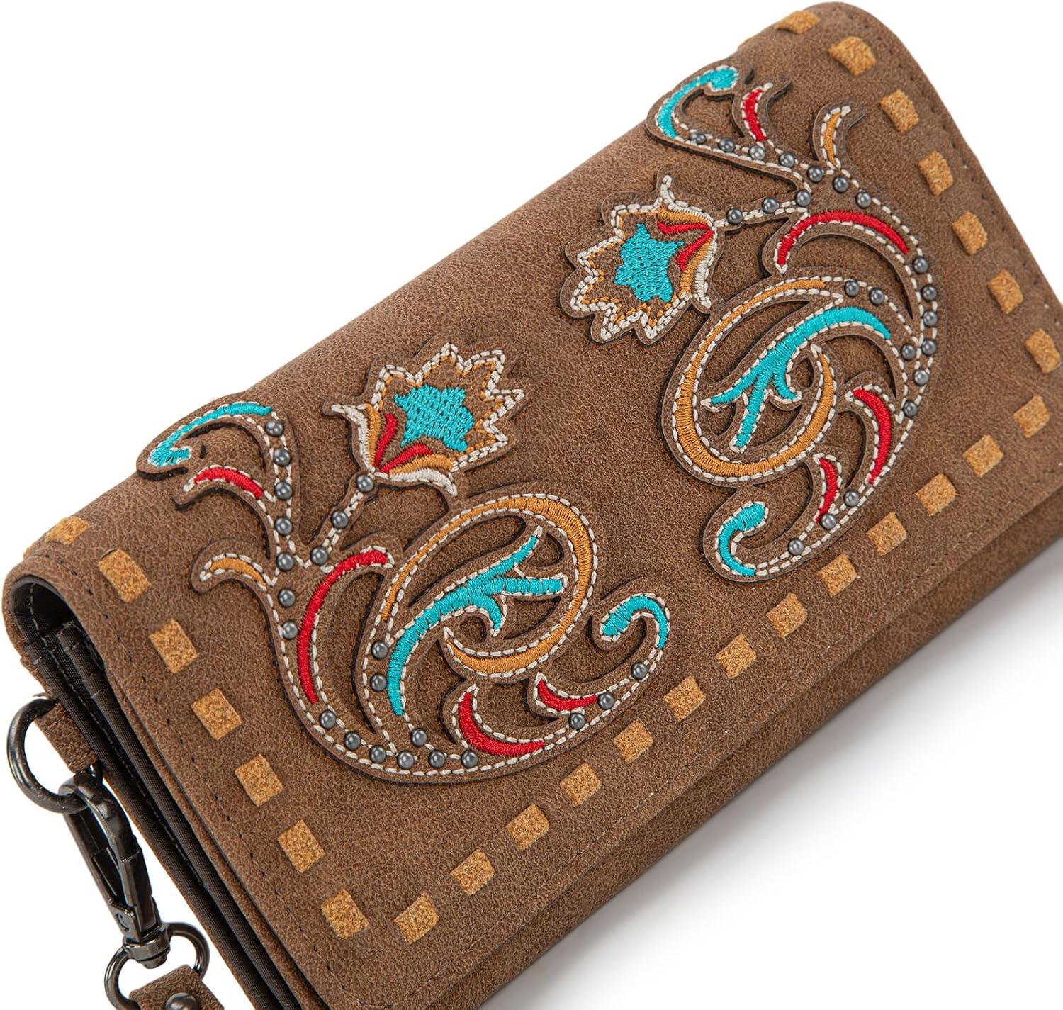 imageMontana West Wristlet Wallets for Women Western Trifold Wallet Purse with Card Holder MW1340W002BKBrown