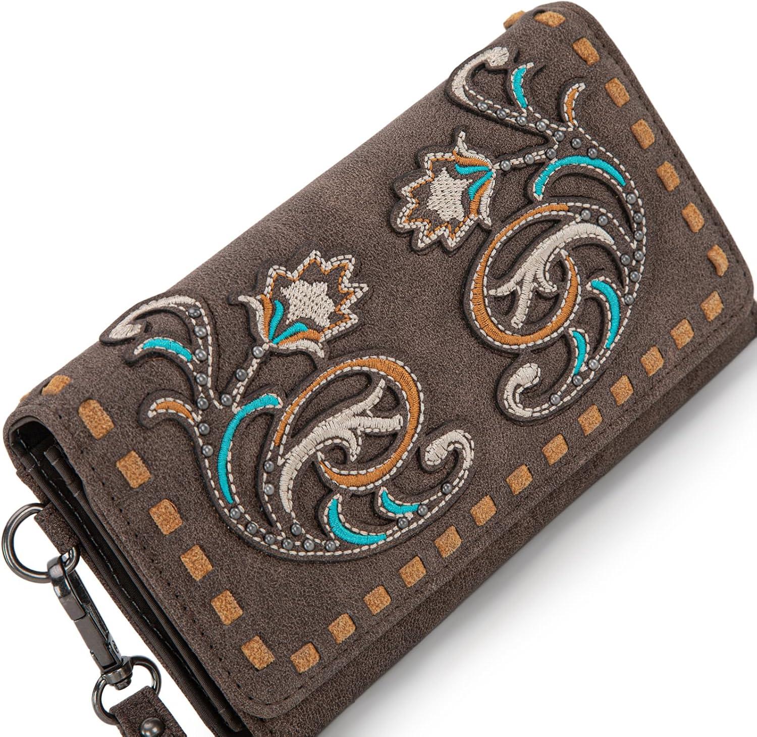 imageMontana West Wristlet Wallets for Women Western Trifold Wallet Purse with Card Holder MW1340W002BKCoffee