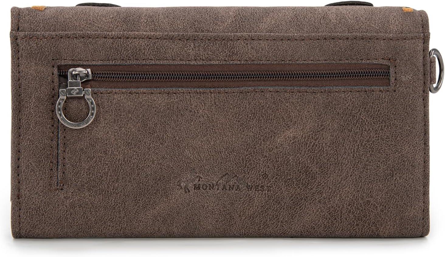 imageMontana West Wristlet Wallets for Women Western Trifold Wallet Purse with Card Holder MW1340W002BKCoffee