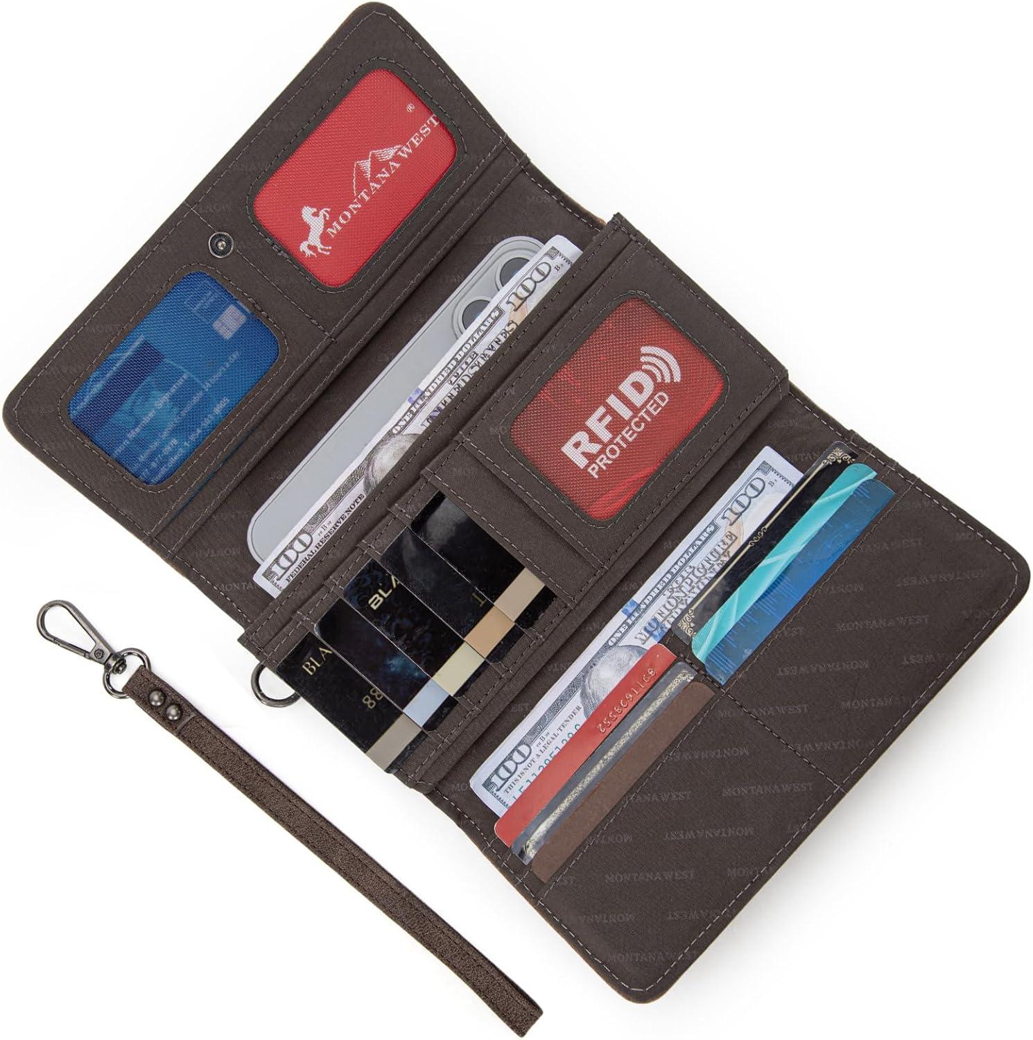 imageMontana West Wristlet Wallets for Women Western Trifold Wallet Purse with Card Holder MW1340W002BKCoffee
