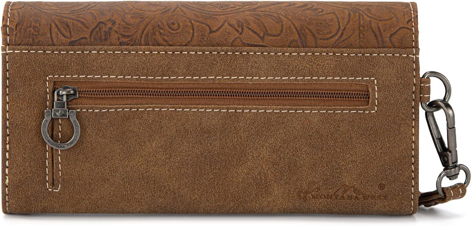 imageMontana West Wristlet Wallets for Women Western Trifold Wallet Purse with Card Holder MW1340W002BKEmbossedBrown