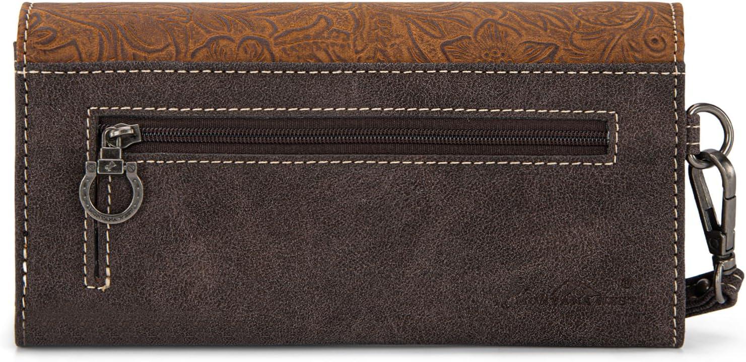 imageMontana West Wristlet Wallets for Women Western Trifold Wallet Purse with Card Holder MW1340W002BKEmbossedCoffee