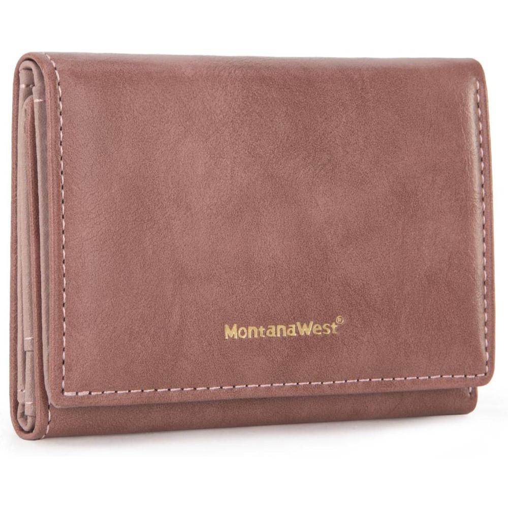 imageMontana West Small Wallets Woman RFID Blocking Wallet Trifold Pocket Wallet with ID WindowCamel