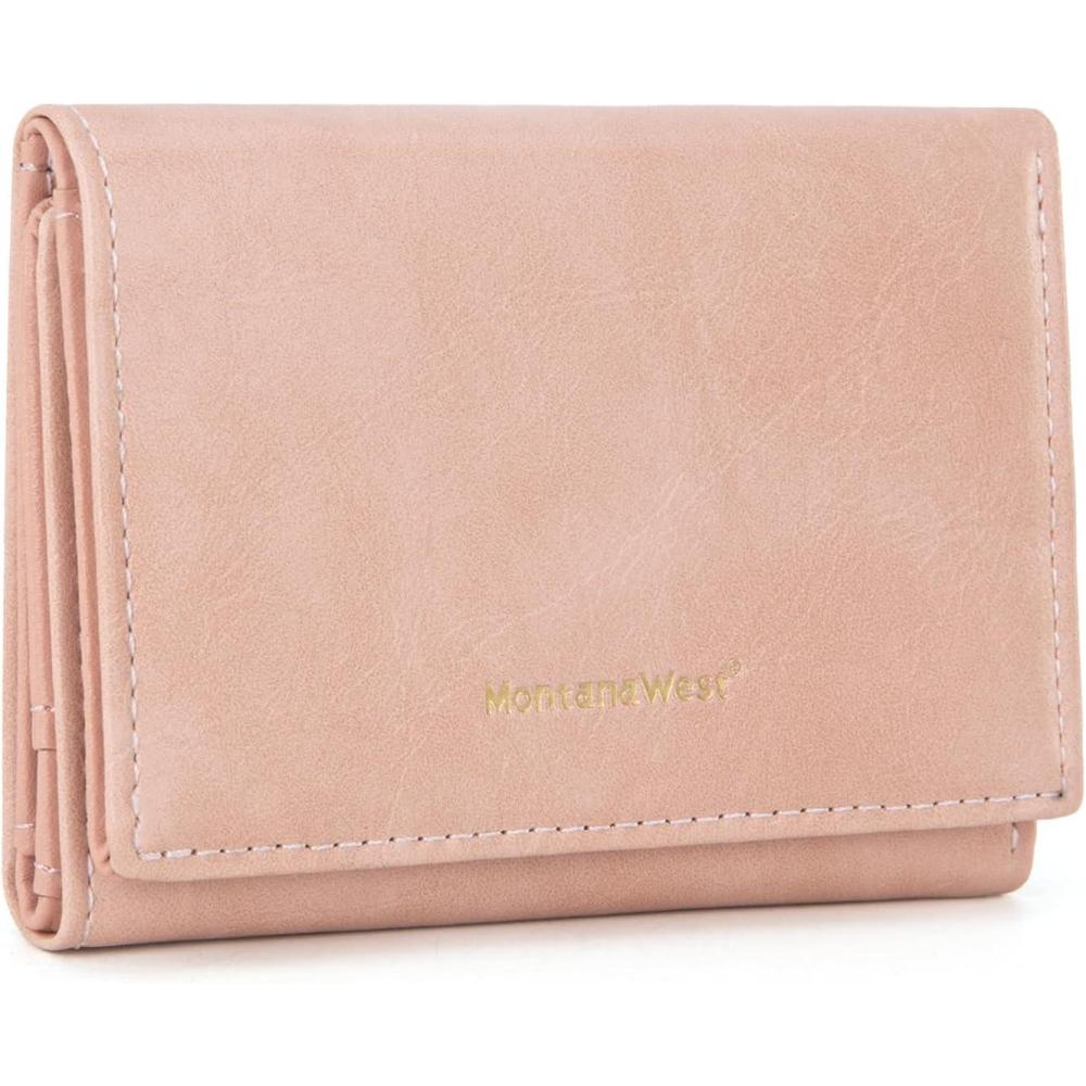 imageMontana West Small Wallets Woman RFID Blocking Wallet Trifold Pocket Wallet with ID WindowPink