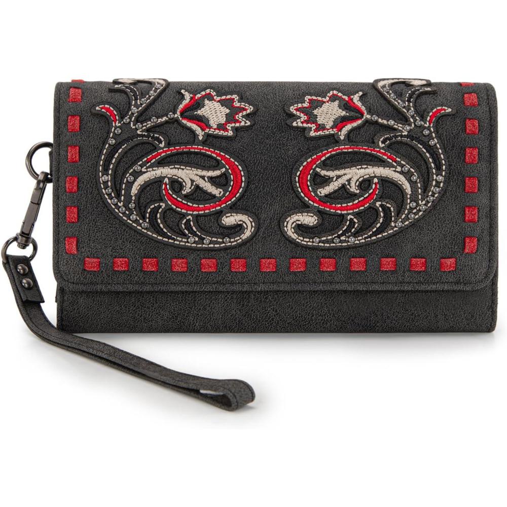 imageMontana West Wristlet Wallets for Women Western Trifold Wallet Purse with Card Holder MW1340W002BKBlack