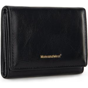 Montana West Small Wallets Woman RFID Blocking Wallet Trifold Pocket Wallet with ID Window(Black)