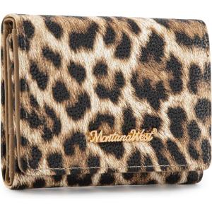 Montana West Small Wallets Woman RFID Blocking Wallet Trifold Pocket Wallet with ID Window(Z Leopard Tan)