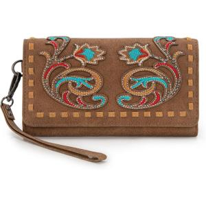 Montana West Wristlet Wallets for Women Western Trifold Wallet Purse with Card Holder MW1340-W002BK(Brown)