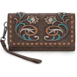 Montana West Wristlet Wallets for Women Western Trifold Wallet Purse with Card Holder MW1340-W002BK(Coffee)