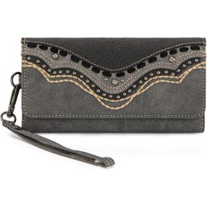 Montana West Wristlet Wallets for Women Western Trifold Wallet Purse with Card Holder MW1340-W002BK(Embossed-Black)