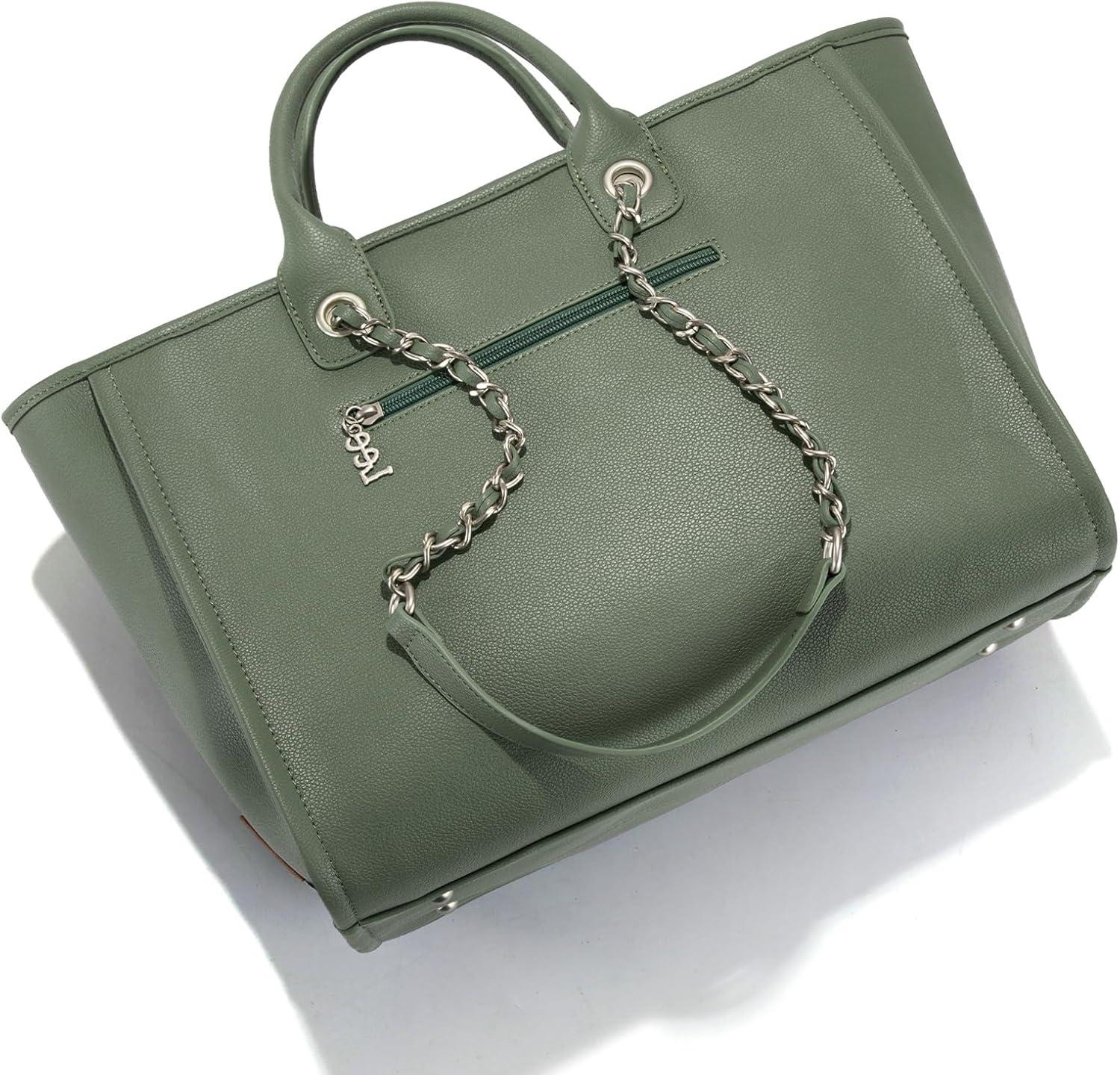 imagex Lee Large Shoulder Tote Bag for Women Vegan Leather TopHandle BagGreen