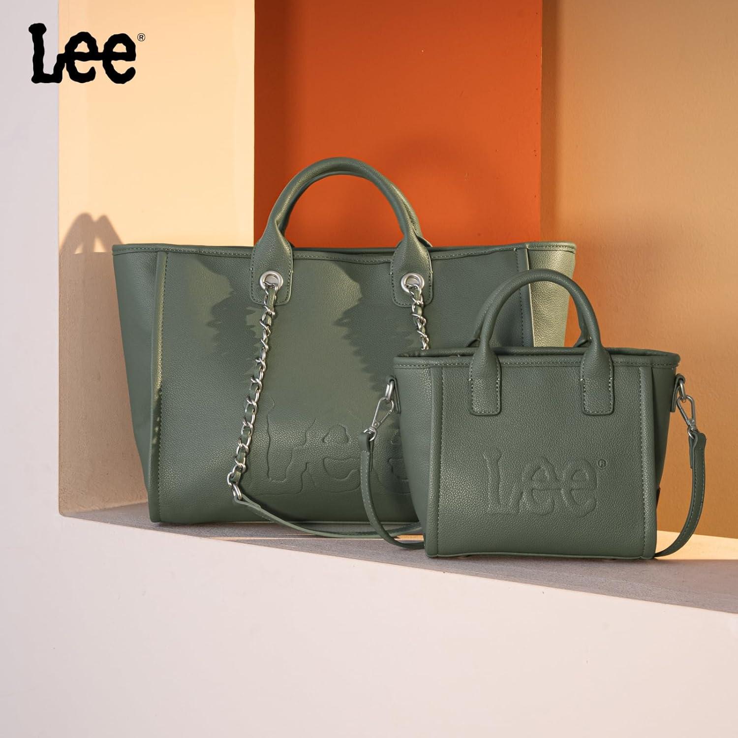 imagex Lee Large Shoulder Tote Bag for Women Vegan Leather TopHandle BagGreen