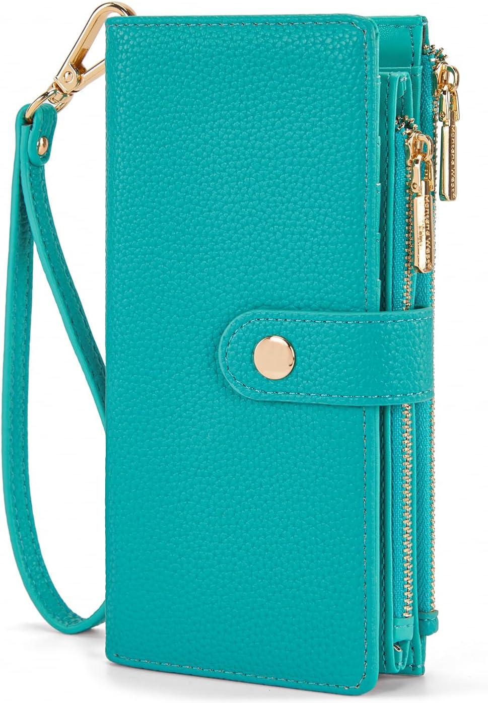imageMontana West Bifold Wallet Women Wristlet Wallets Card Cases amp Money Organizers Minimalist Wallet for Women Ladies Female Large Capacity Clutch Phone Wallets with Double Zipper Purses and ID WindowTurquoise