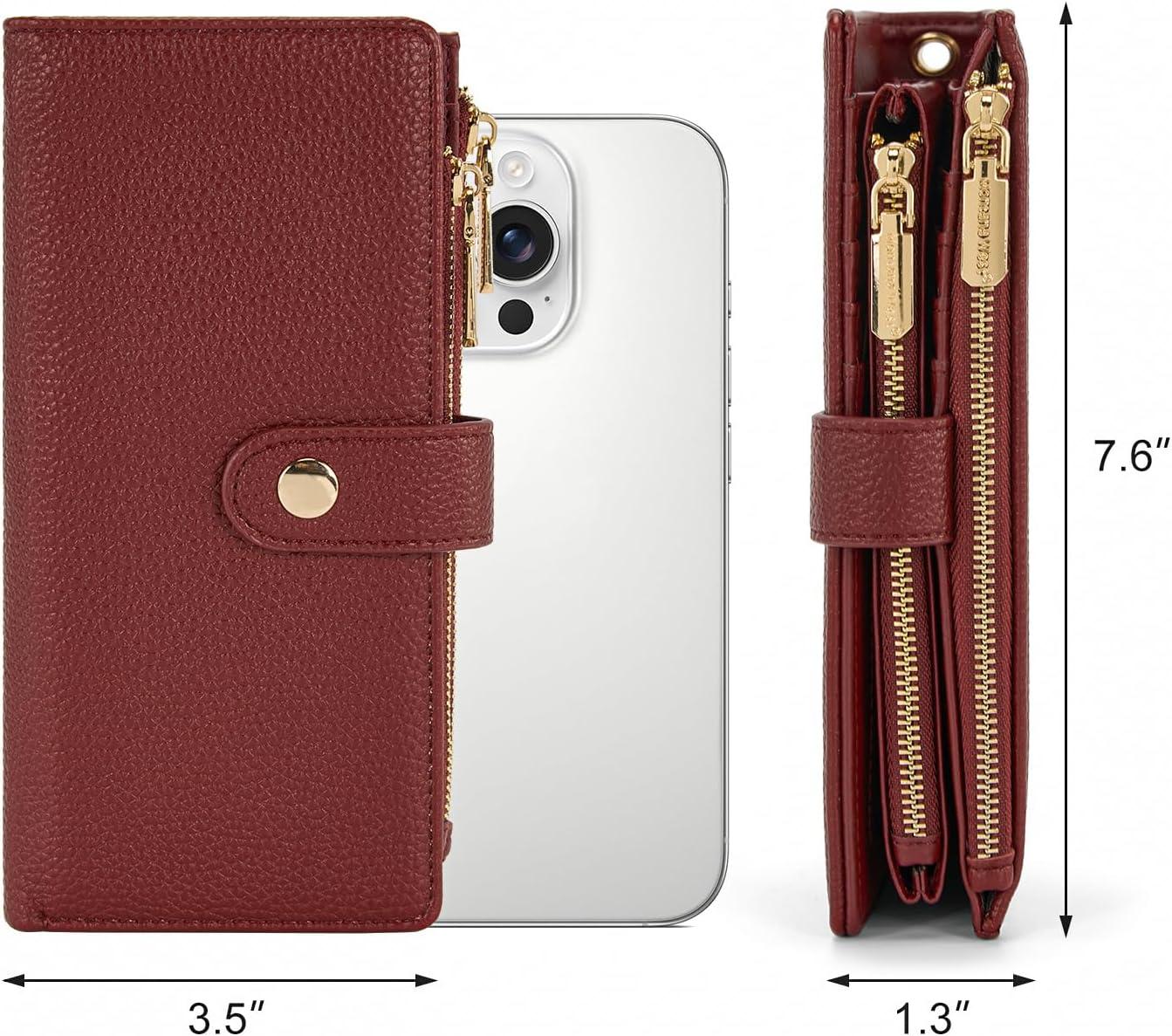 imageMontana West Bifold Wallet Women Wristlet Wallets Card Cases amp Money Organizers Minimalist Wallet for Women Ladies Female Large Capacity Clutch Phone Wallets with Double Zipper Purses and ID WindowRed