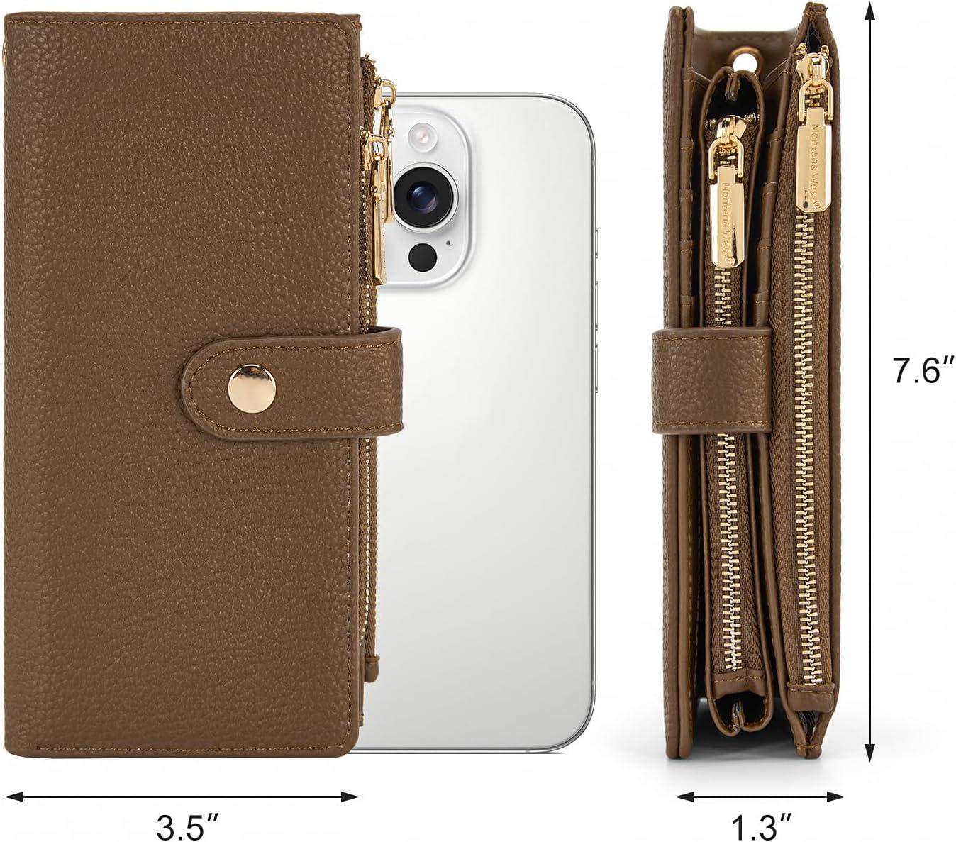 imageMontana West Bifold Wallet Women Wristlet Wallets Card Cases amp Money Organizers Minimalist Wallet for Women Ladies Female Large Capacity Clutch Phone Wallets with Double Zipper Purses and ID WindowCoffee