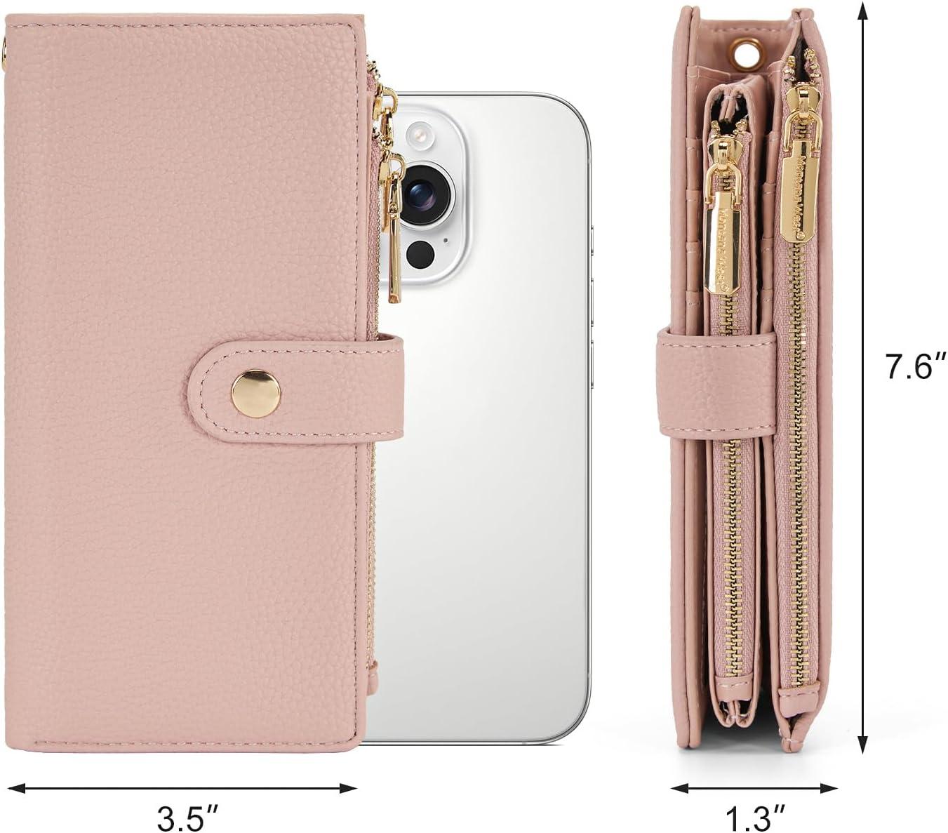 imageMontana West Bifold Wallet Women Wristlet Wallets Card Cases amp Money Organizers Minimalist Wallet for Women Ladies Female Large Capacity Clutch Phone Wallets with Double Zipper Purses and ID WindowPink