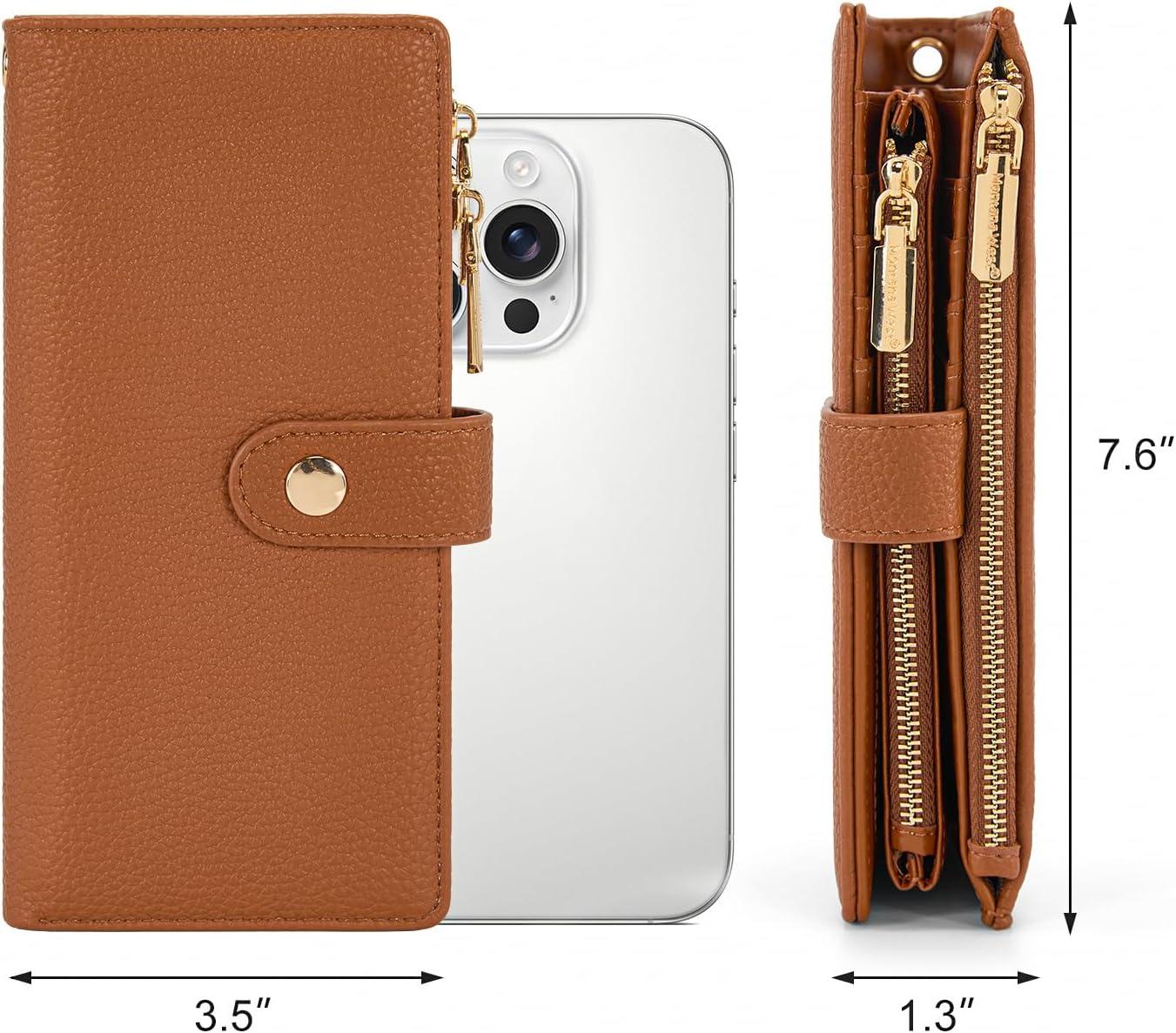 imageMontana West Bifold Wallet Women Wristlet Wallets Card Cases amp Money Organizers Minimalist Wallet for Women Ladies Female Large Capacity Clutch Phone Wallets with Double Zipper Purses and ID WindowBrown