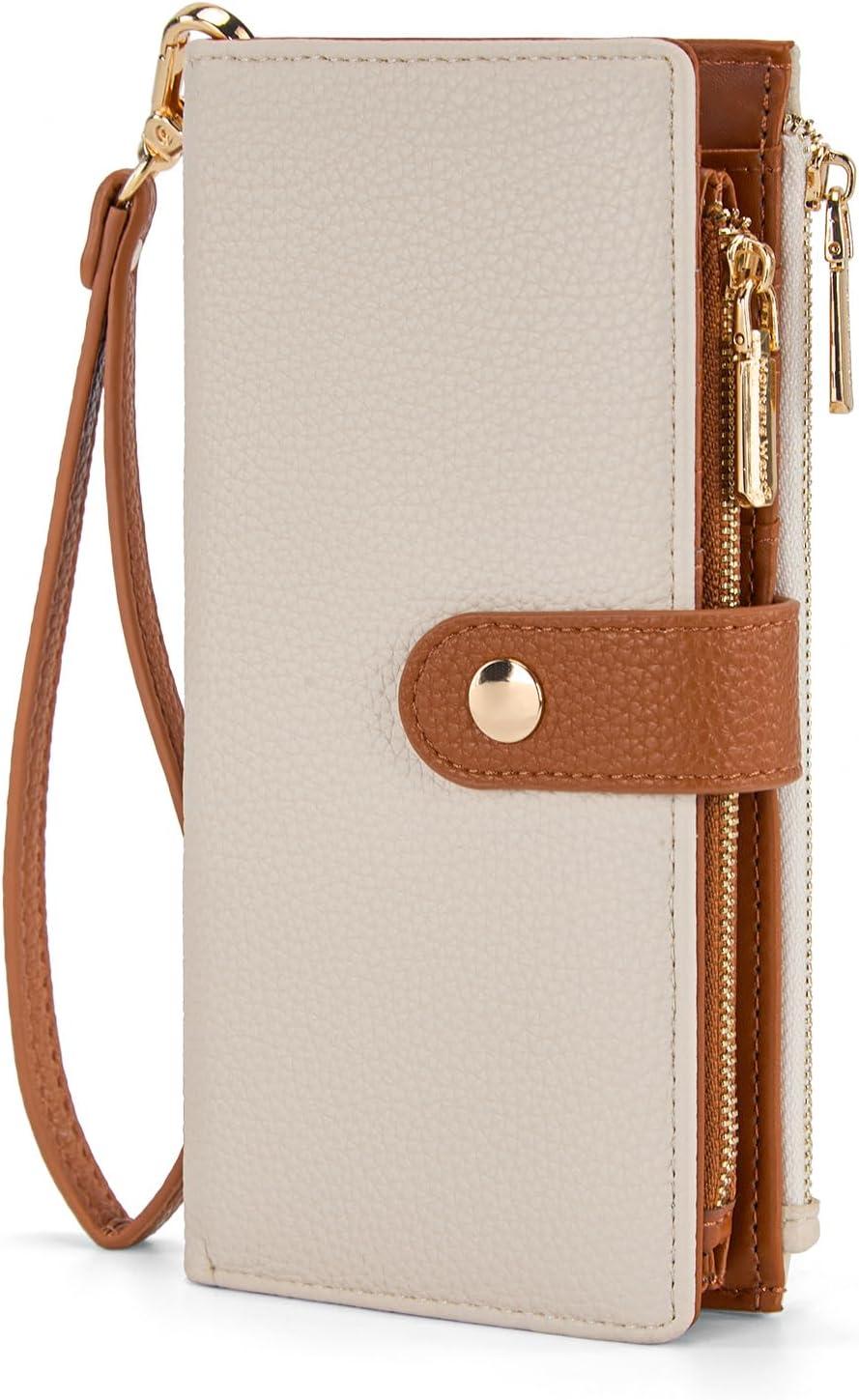 imageMontana West Bifold Wallet Women Wristlet Wallets Card Cases amp Money Organizers Minimalist Wallet for Women Ladies Female Large Capacity Clutch Phone Wallets with Double Zipper Purses and ID WindowTanBrown