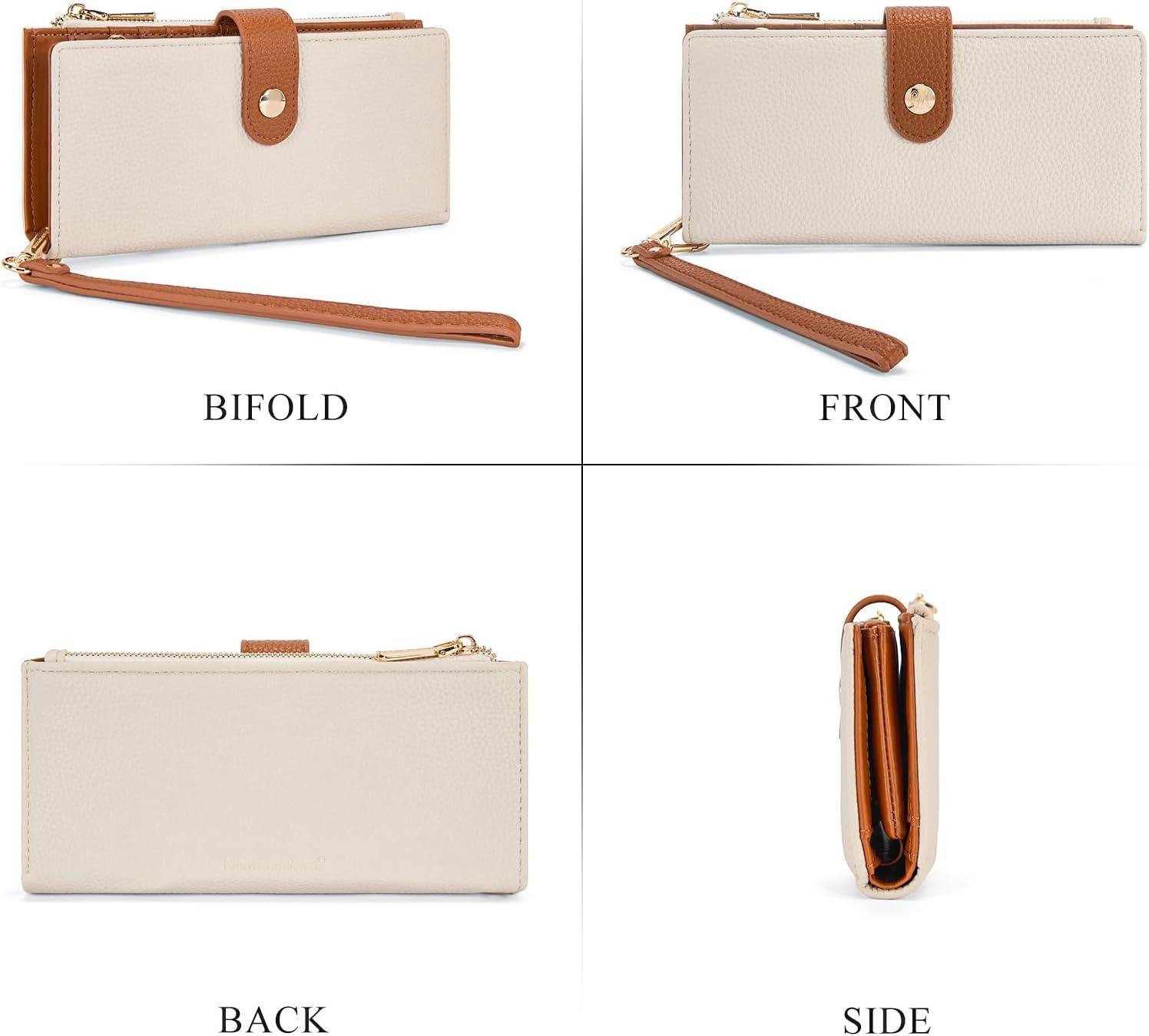 imageMontana West Bifold Wallet Women Wristlet Wallets Card Cases amp Money Organizers Minimalist Wallet for Women Ladies Female Large Capacity Clutch Phone Wallets with Double Zipper Purses and ID WindowTanBrown