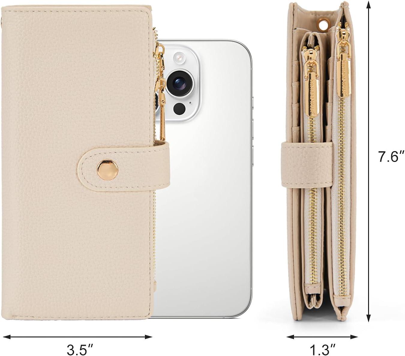 imageMontana West Bifold Wallet Women Wristlet Wallets Card Cases amp Money Organizers Minimalist Wallet for Women Ladies Female Large Capacity Clutch Phone Wallets with Double Zipper Purses and ID WindowBeige