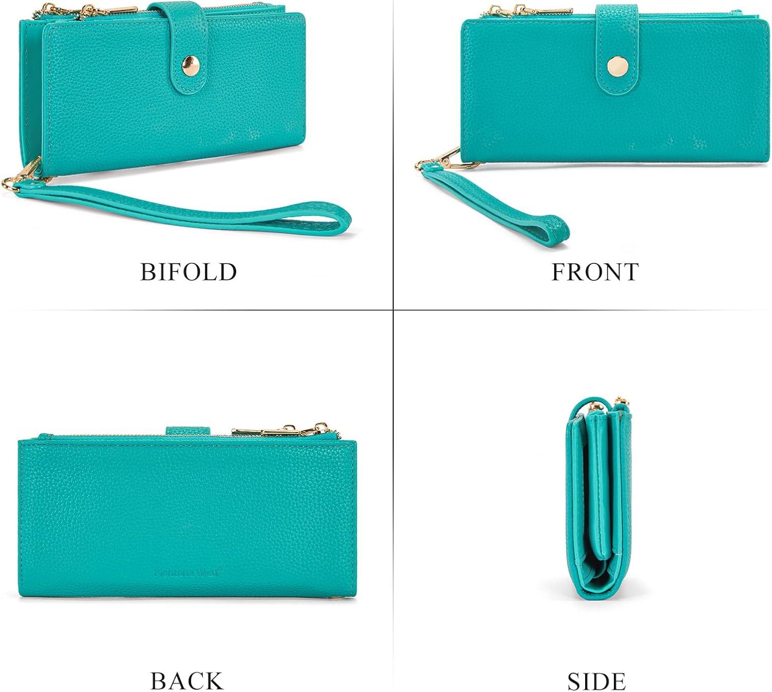 imageMontana West Bifold Wallet Women Wristlet Wallets Card Cases amp Money Organizers Minimalist Wallet for Women Ladies Female Large Capacity Clutch Phone Wallets with Double Zipper Purses and ID WindowTurquoise