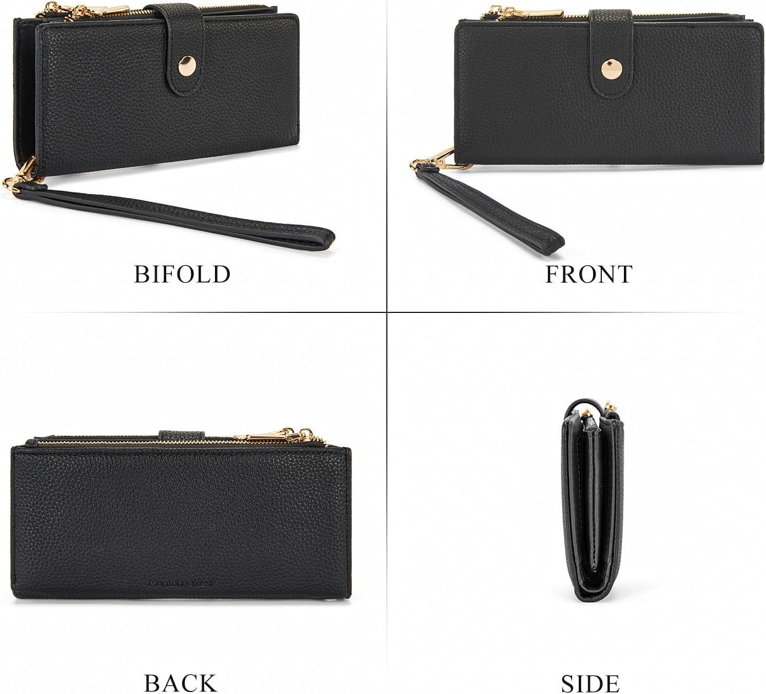 imageMontana West Bifold Wallet Women Wristlet Wallets Card Cases amp Money Organizers Minimalist Wallet for Women Ladies Female Large Capacity Clutch Phone Wallets with Double Zipper Purses and ID WindowBlack