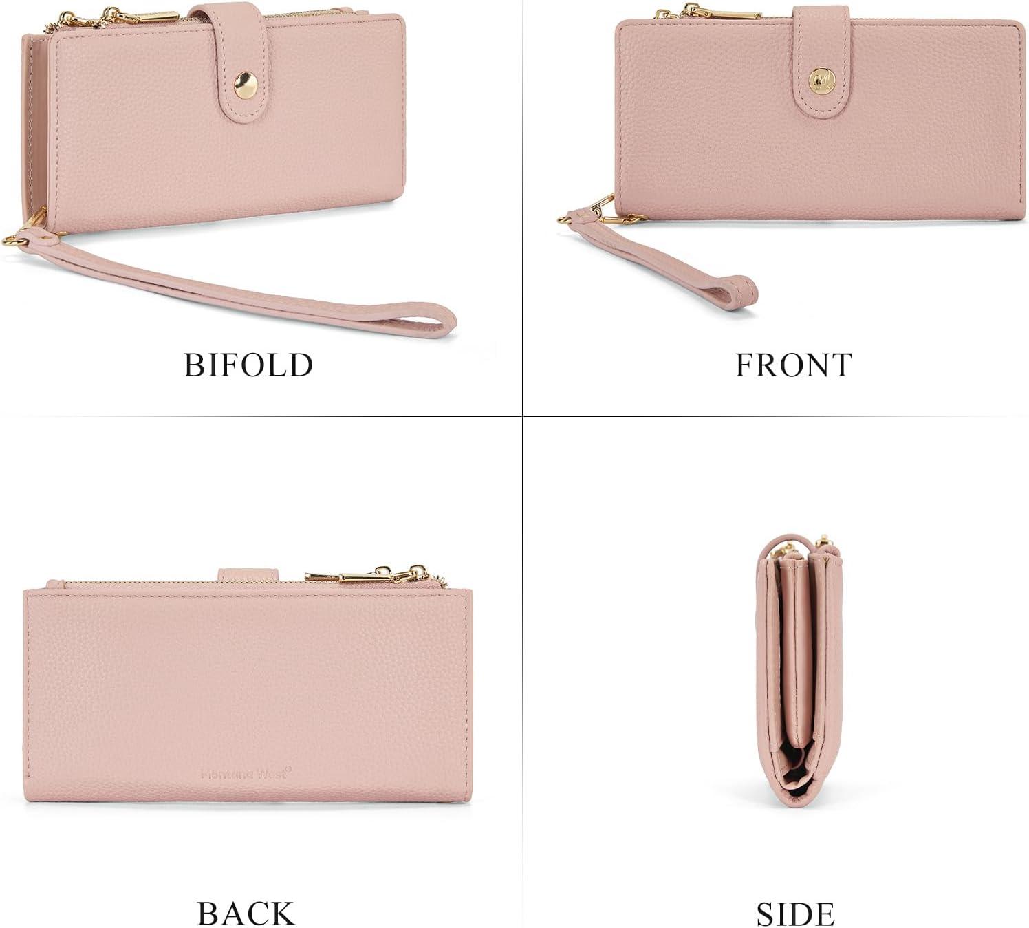 imageMontana West Bifold Wallet Women Wristlet Wallets Card Cases amp Money Organizers Minimalist Wallet for Women Ladies Female Large Capacity Clutch Phone Wallets with Double Zipper Purses and ID WindowPink