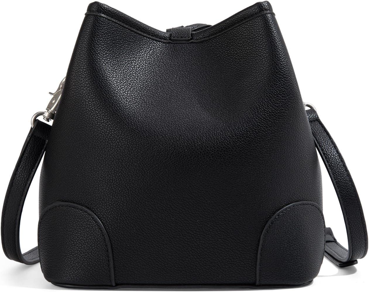 imageMontana West Lee Small Crossbody Bags for Women Drawstring Bucket Purse with Adjustable StrapBlack