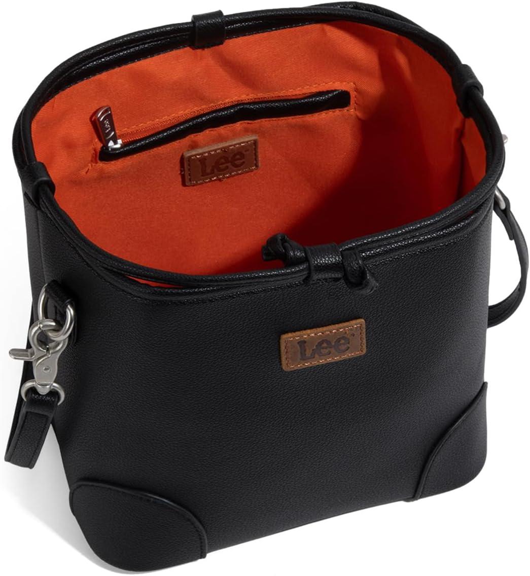 imageMontana West Lee Small Crossbody Bags for Women Drawstring Bucket Purse with Adjustable StrapBlack