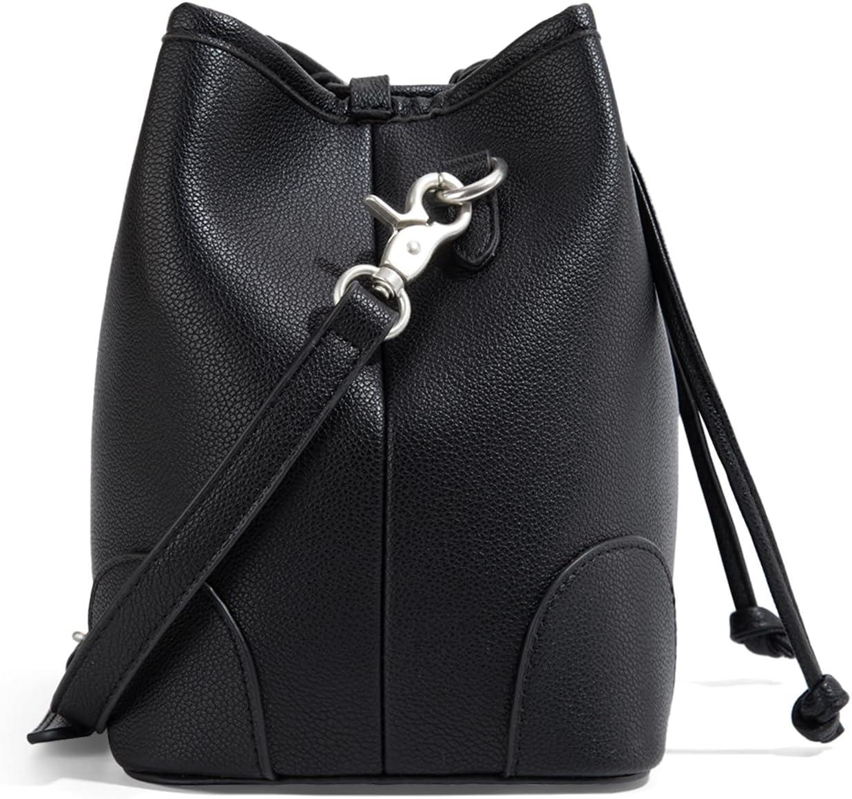 imageMontana West Lee Small Crossbody Bags for Women Drawstring Bucket Purse with Adjustable StrapBlack
