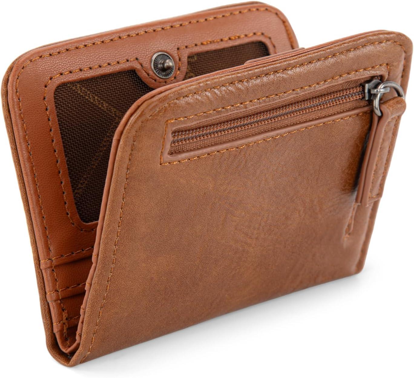 imageMontana West X Wrangler Small Wallet Women Slim Thin Wallets Card Cases Money Organizer Minimalist Pocket Wallet with RFID LiningBrown