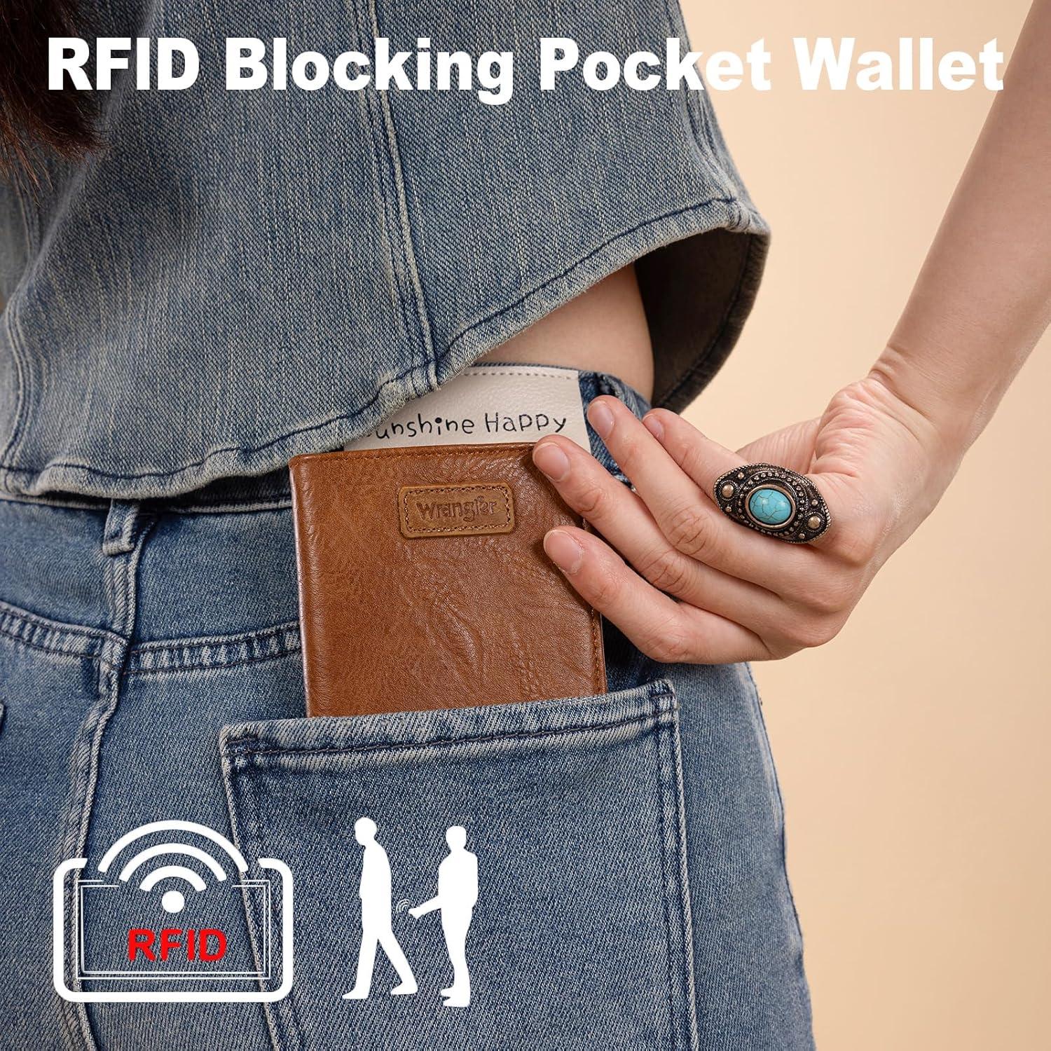 imageMontana West X Wrangler Small Wallet Women Slim Thin Wallets Card Cases Money Organizer Minimalist Pocket Wallet with RFID LiningBrown
