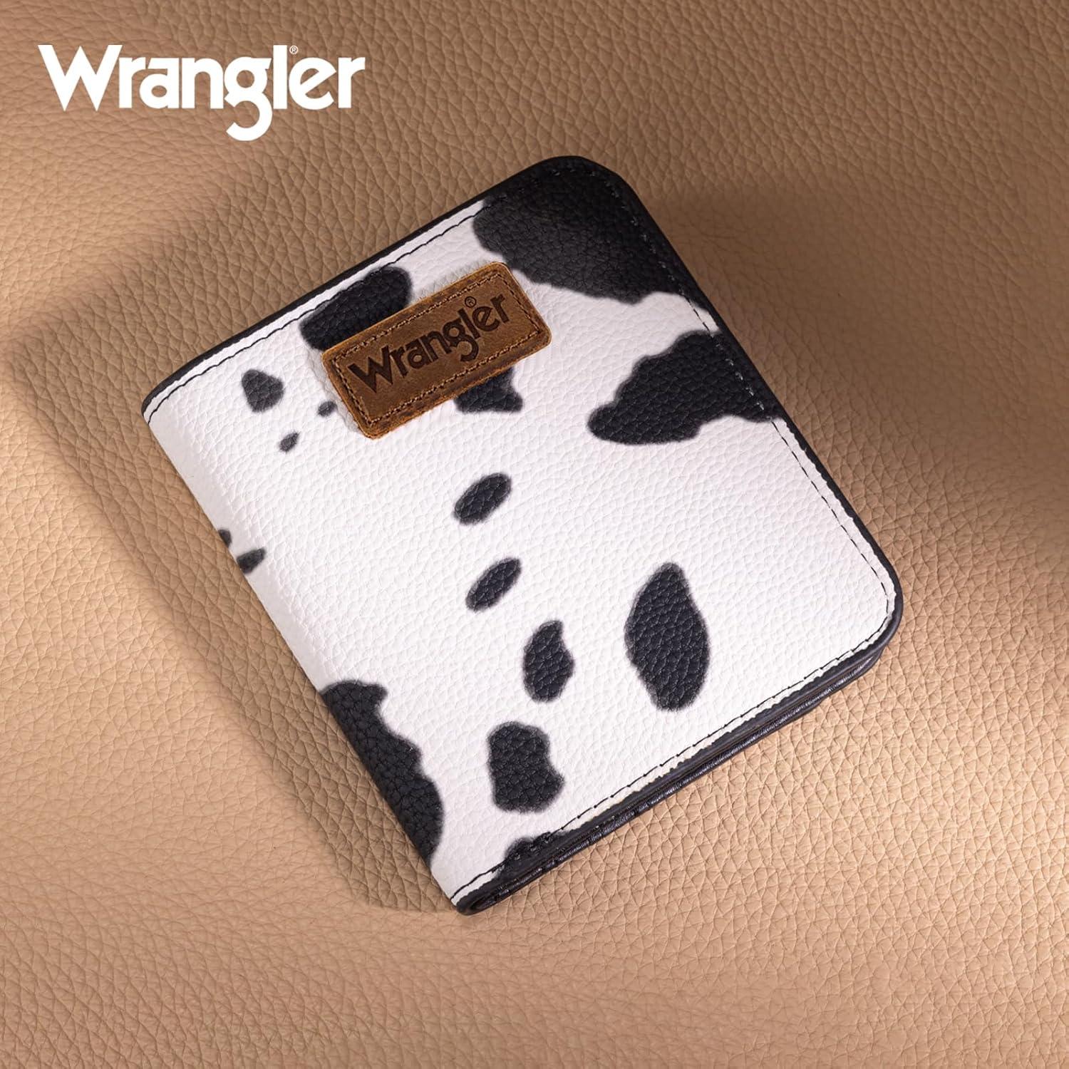 imageMontana West X Wrangler Small Wallet Women Slim Thin Wallets Card Cases Money Organizer Minimalist Pocket Wallet with RFID LiningCow Black