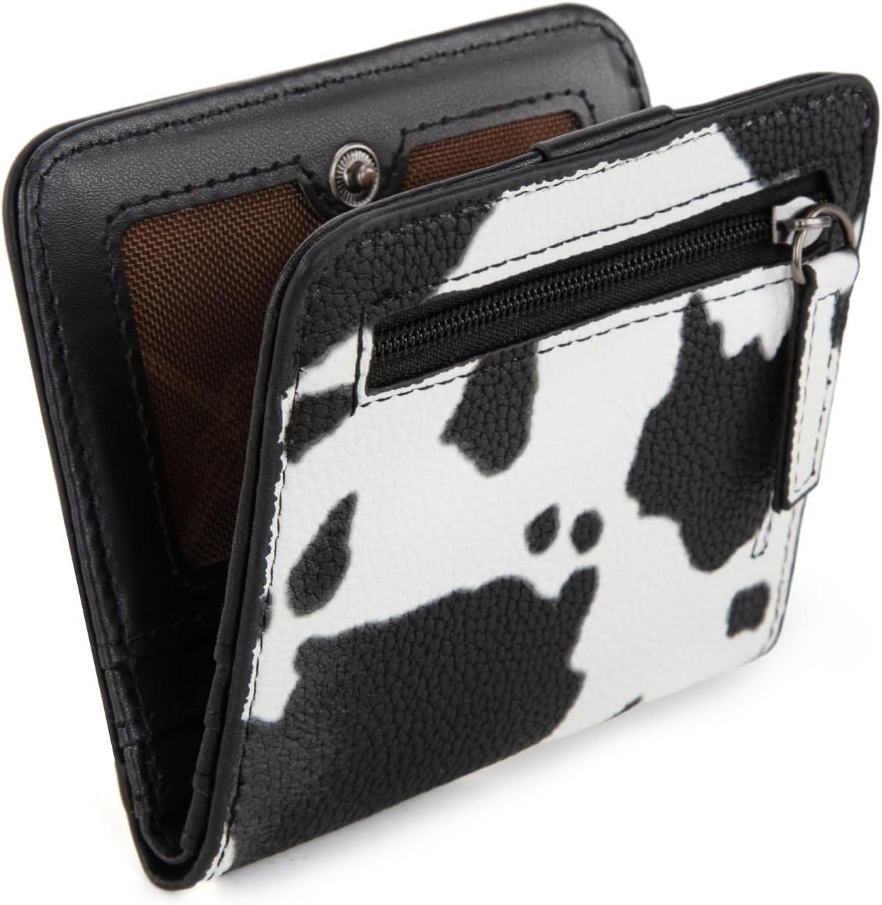 imageMontana West X Wrangler Small Wallet Women Slim Thin Wallets Card Cases Money Organizer Minimalist Pocket Wallet with RFID LiningCow Black