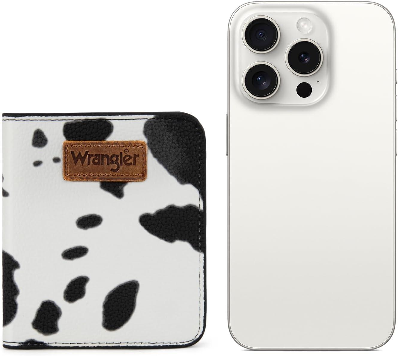 imageMontana West X Wrangler Small Wallet Women Slim Thin Wallets Card Cases Money Organizer Minimalist Pocket Wallet with RFID LiningCow Black
